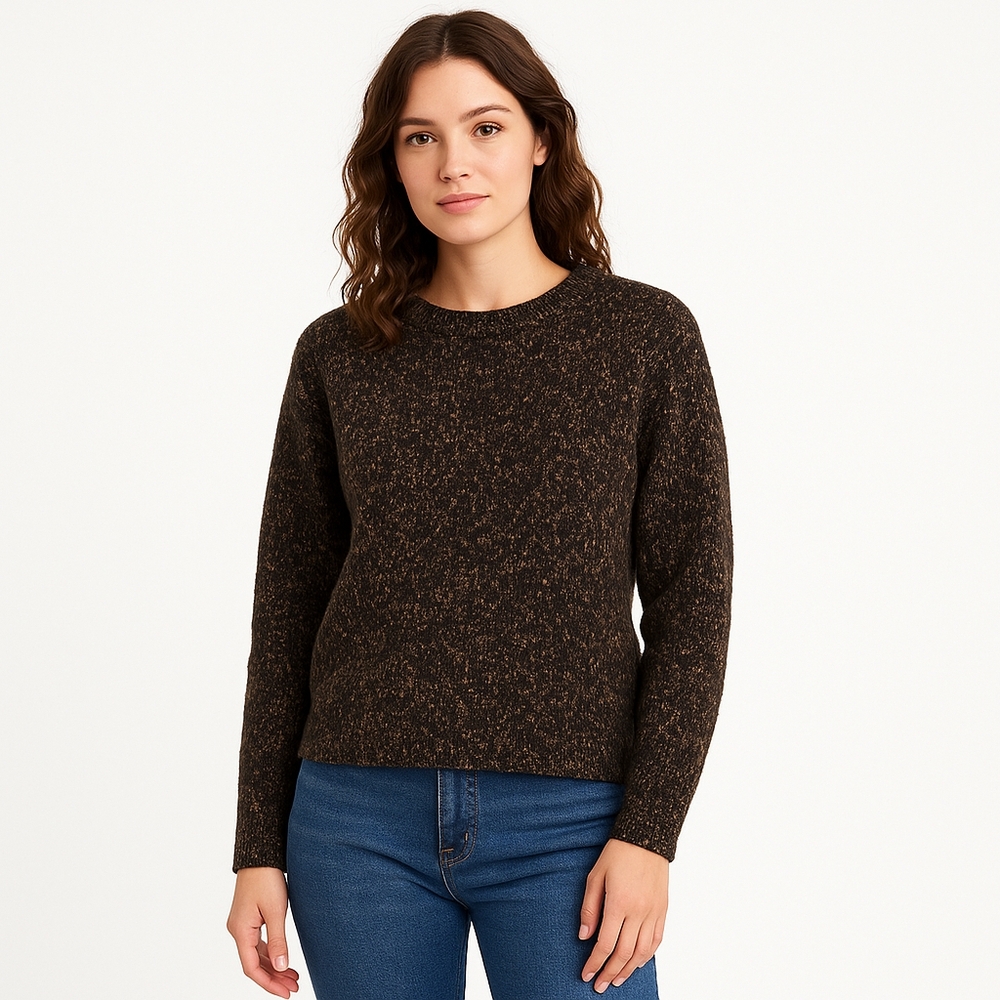 VINTAGE ALPS Sweater Womens Medium Brown Black Boucle Knit Made in USA 90s Cozy